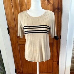 Vintage Casual Corner Annex striped, ribbed stretch shirt sleeve sweater size L